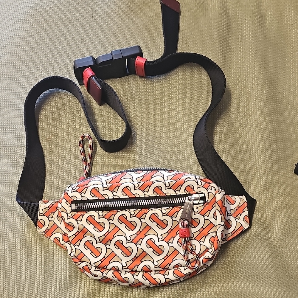 Burberry Red and White Monogram Belt Bag